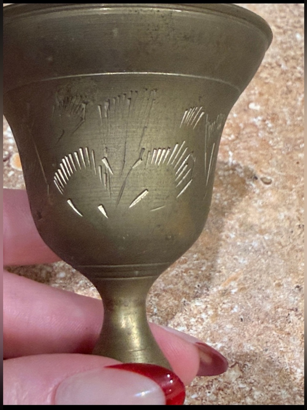 Imported Vintage Hand-Engraved Brass Candlestick Holder – 9.5” Tall - Picture 2 of 11